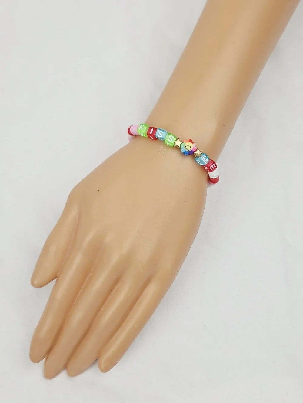 Handmade Clay Bead Kiss Me Flower  Bracelet